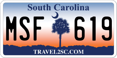 SC license plate MSF619