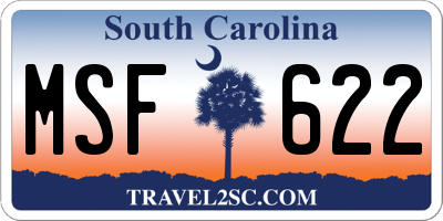 SC license plate MSF622