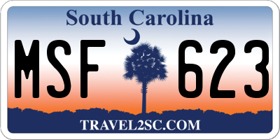 SC license plate MSF623