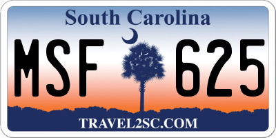 SC license plate MSF625