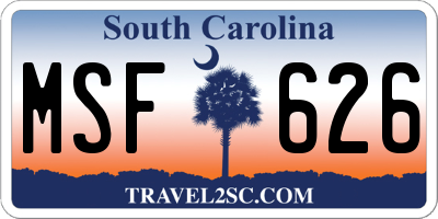 SC license plate MSF626