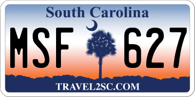 SC license plate MSF627