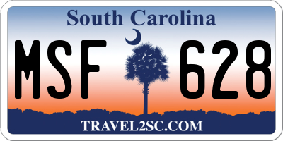 SC license plate MSF628