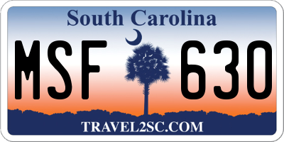 SC license plate MSF630