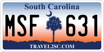 SC license plate MSF631