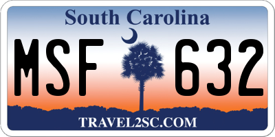 SC license plate MSF632