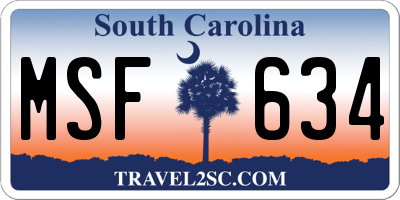 SC license plate MSF634