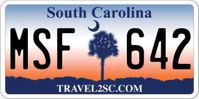 SC license plate MSF642