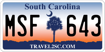 SC license plate MSF643