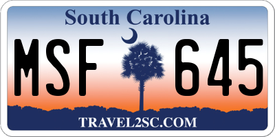SC license plate MSF645