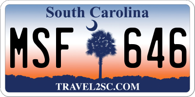 SC license plate MSF646