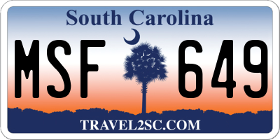 SC license plate MSF649
