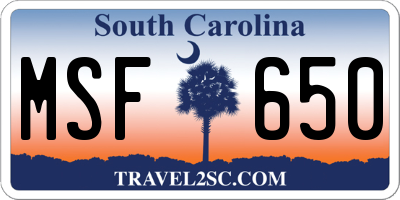 SC license plate MSF650