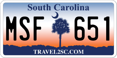 SC license plate MSF651