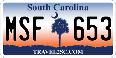 SC license plate MSF653
