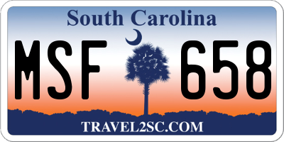 SC license plate MSF658