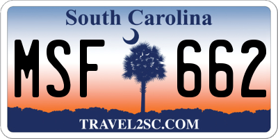 SC license plate MSF662