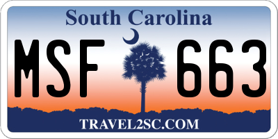 SC license plate MSF663