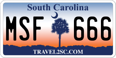 SC license plate MSF666