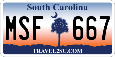 SC license plate MSF667