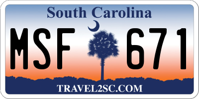SC license plate MSF671