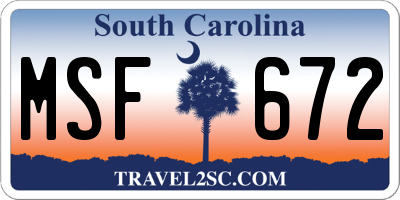 SC license plate MSF672