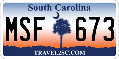 SC license plate MSF673
