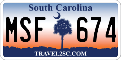 SC license plate MSF674
