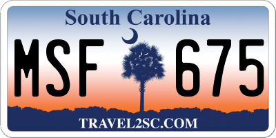 SC license plate MSF675