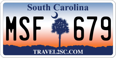 SC license plate MSF679