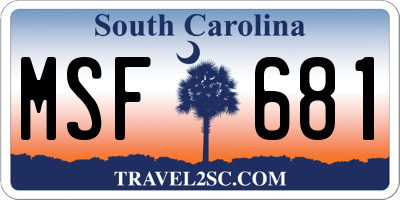 SC license plate MSF681