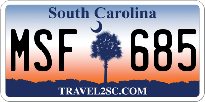 SC license plate MSF685