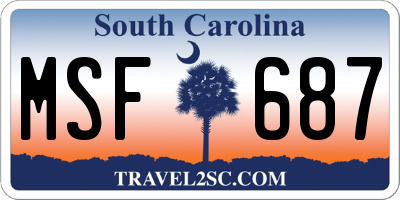 SC license plate MSF687