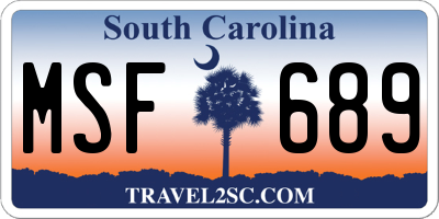 SC license plate MSF689