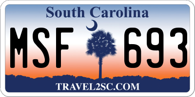 SC license plate MSF693