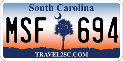 SC license plate MSF694