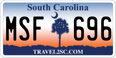SC license plate MSF696