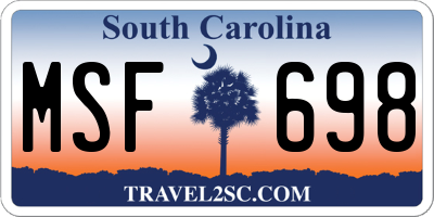 SC license plate MSF698