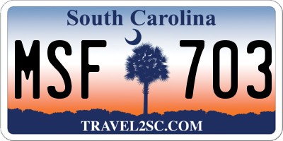 SC license plate MSF703