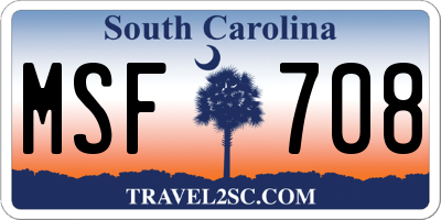 SC license plate MSF708