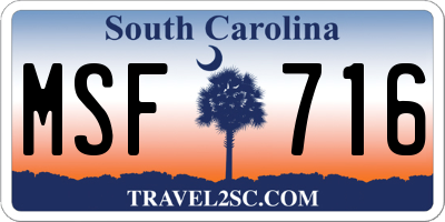 SC license plate MSF716