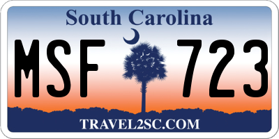 SC license plate MSF723