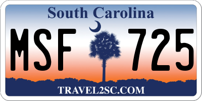 SC license plate MSF725
