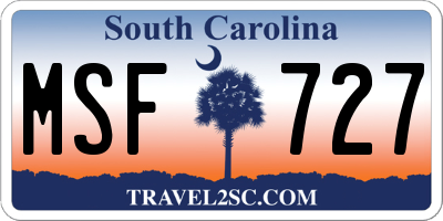 SC license plate MSF727