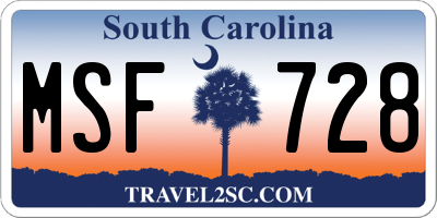 SC license plate MSF728
