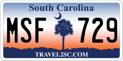 SC license plate MSF729