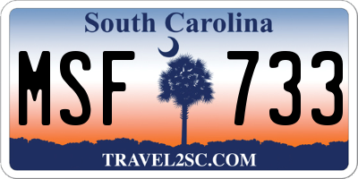 SC license plate MSF733
