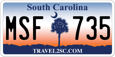 SC license plate MSF735