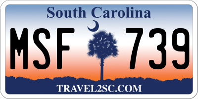 SC license plate MSF739