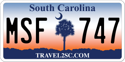 SC license plate MSF747